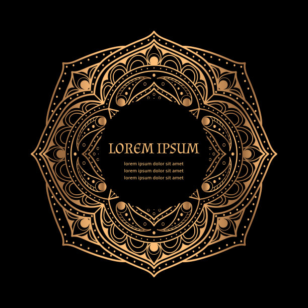 豪华金色黑色框架向量。金丝曼陀罗皇家图案。阿拉伯风格的节日贺卡设计图片下载
