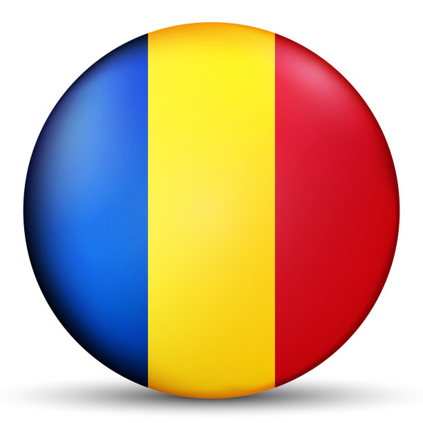 带有罗马尼亚国旗的玻璃光球。圆形球体，模板图标。罗马尼亚的国家象征。光滑的现实球，三维抽象矢量插图突出的白色背景。大的泡沫。图片下载