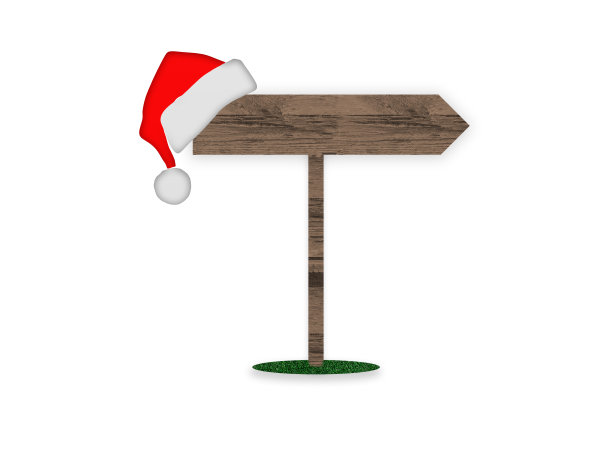 矢量木路标与圣诞老人帽隔离在白色的背景图片下载