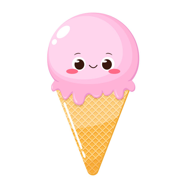 可爱的卡通冰淇淋与滑稽的脸图片下载
