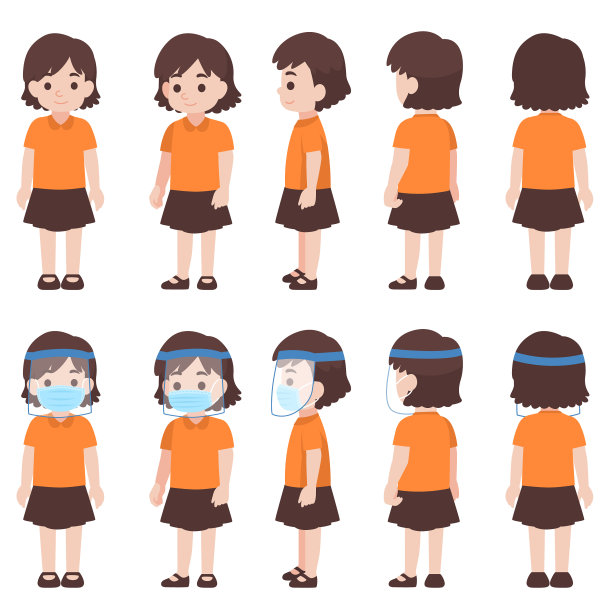 设定女孩在新的正常生活戴口罩图片下载