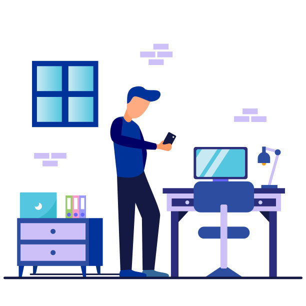 打印机与智能手机椅子和工作图片下载