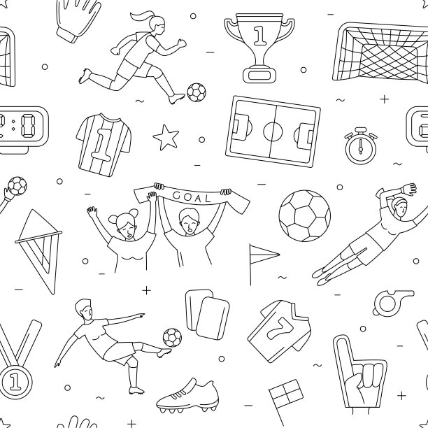 女足足球运动员比赛无缝背景模式。图片下载