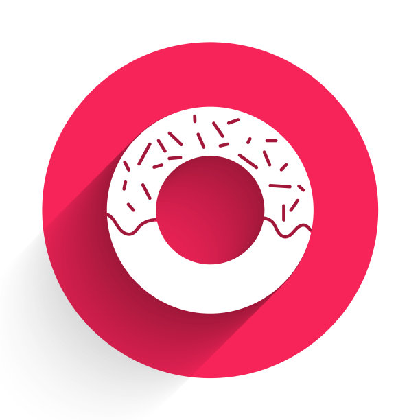 白色甜甜圈与甜釉图标隔离图片下载