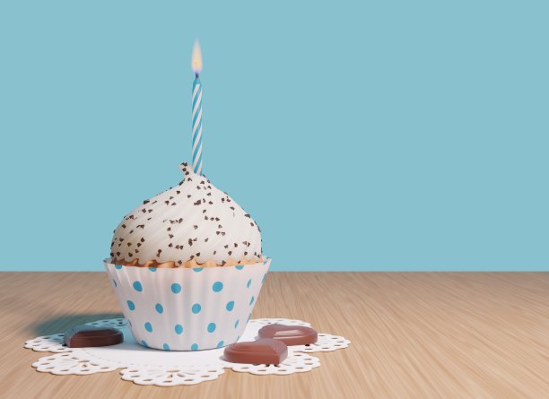 蜡烛生日纸杯蛋糕图片下载