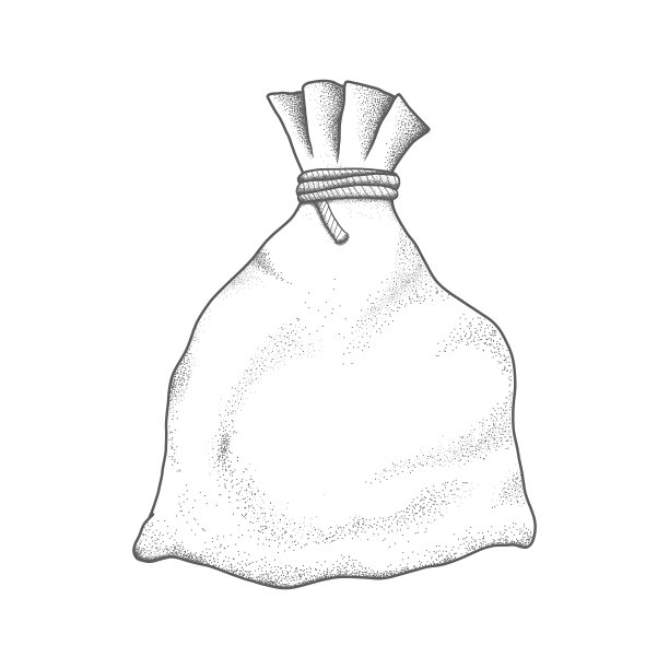 用绳子绑着的帆布包。矢量点工作插图。图片下载