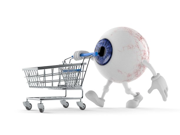 眼球人物与购物车图片下载