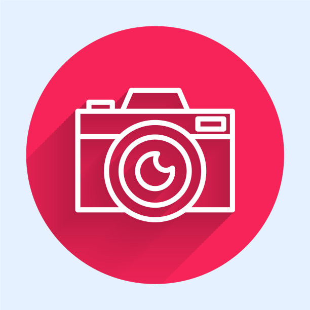 白线照片相机图标孤立与长图片下载