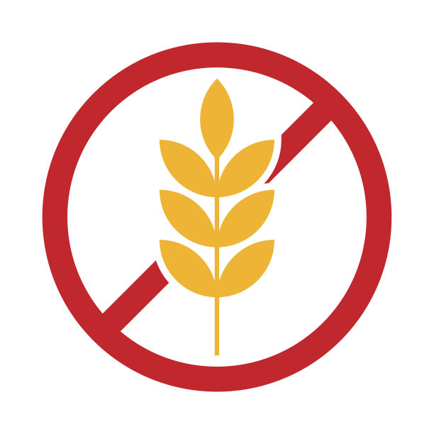 无谷蛋白矢量图标。没有小麦或谷物的标志。食物过敏与乳糜泻症状。包装配料标志标签。饮食与营养剪贴画。图片下载