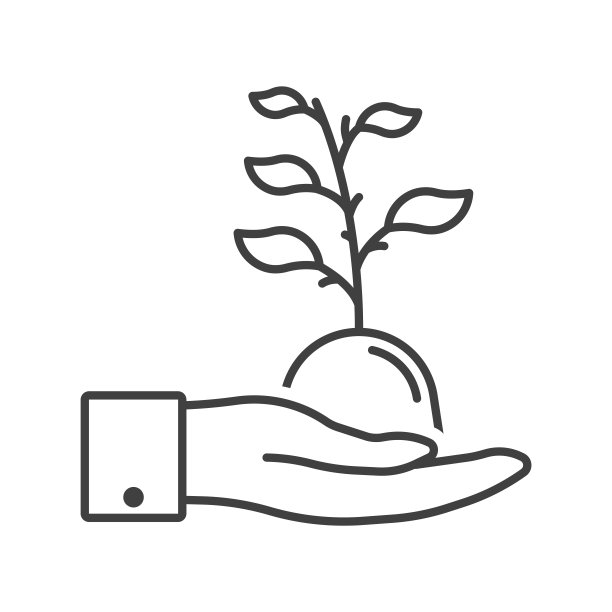 人类手中的植物发展图标。发芽。简单的线性图像。孤立的矢量在白色背景。图片下载