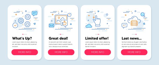 技术图标集，如齿轮，触摸屏手势，像照片符号。云服务器线路图标。向量图片下载