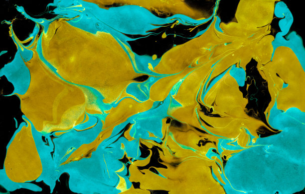 黑染中国画，背景色。彩色丙烯酸树脂，颜料流，深色彩色，荧光现代油画画布图片下载