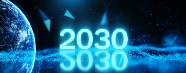 2030年愿景的技术。在地球上交换数据的全球网络。图片下载