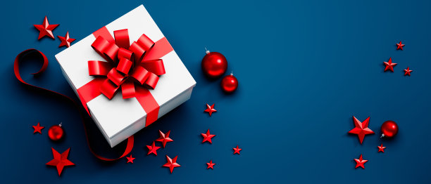 白色的圣诞装饰礼盒图片下载