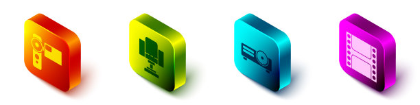 设置等距电影摄影机导演电影椅图片下载