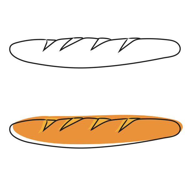 手绘独立长面包。向量轻而易举插图。图片下载