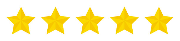 五颗星的平面矢量图标。金色的星星。产品，质量等级标志图标孤立在白色背景上。图片下载