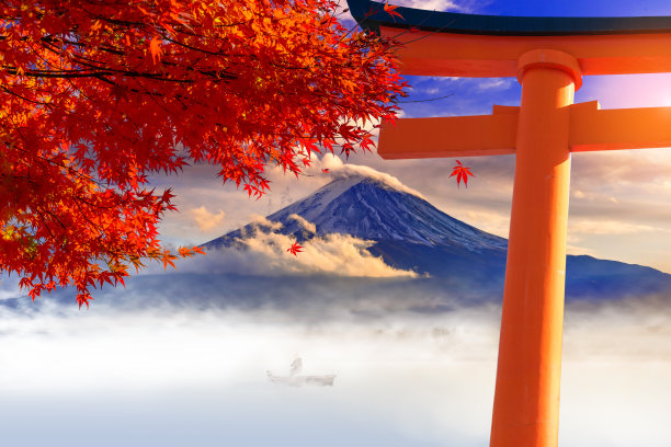 日本富士山的秋天。图片下载