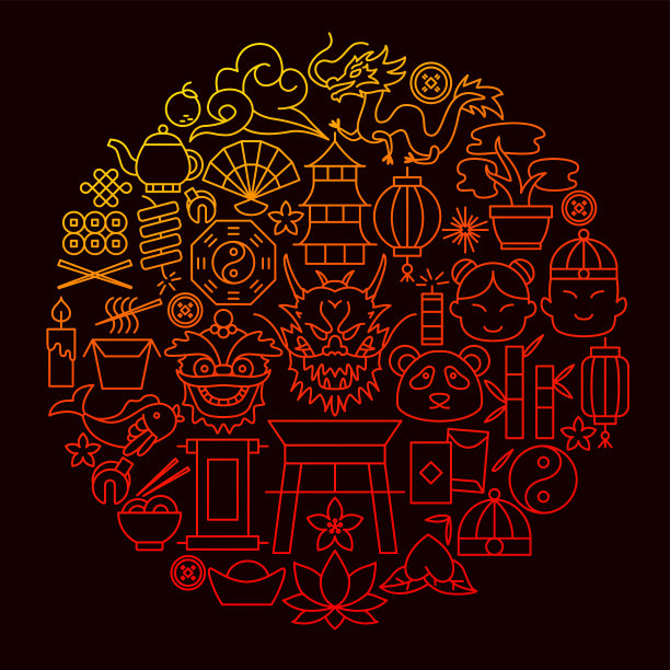 中国线图标圈概念图片下载