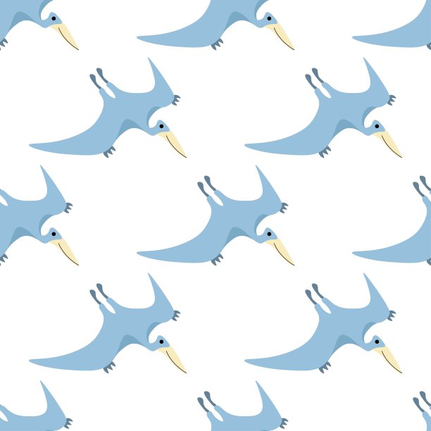 白色背景上美丽的翼龙。扁平风格的捕食者。卡通动物爬行动物网页。 库存矢量插图装饰，设计，婴儿纺织品， 墙纸,包装纸图片下载