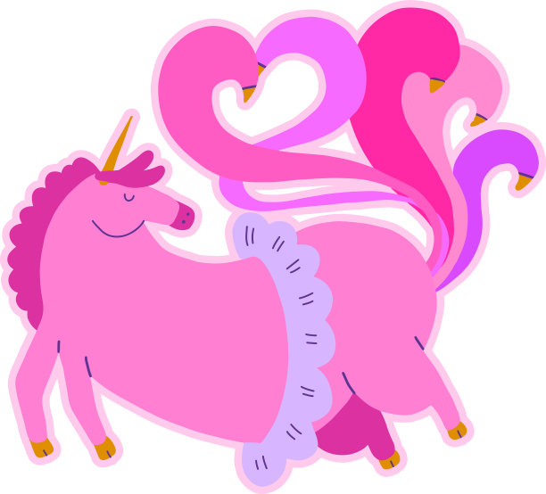 可爱的胖飞行独角兽卡通巴动物粉红色图片下载