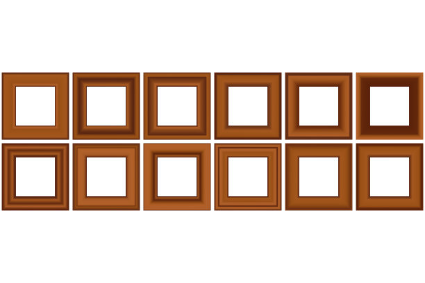 大套方形黄金古董木框架为您的设计。复古封面。文本。古色古香的黄金漂亮的矩形框架。模板向量插图。图片下载