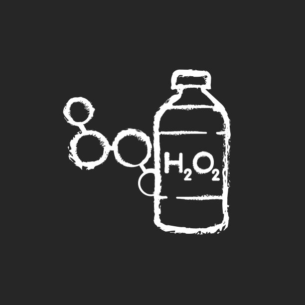 过氧化氢粉笔白色图标上的黑色背景图片下载