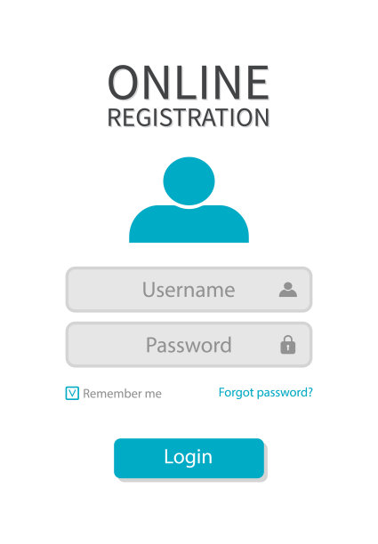 表单注册与登录和密码的用户。带有用户名和注册按钮的网页。网站界面图标。模板的窗口与框和用户界面。菜单面板。向量图片下载
