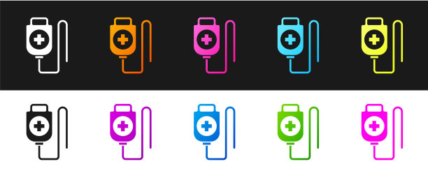 设置iv袋图标隔离在黑色和白色图片下载