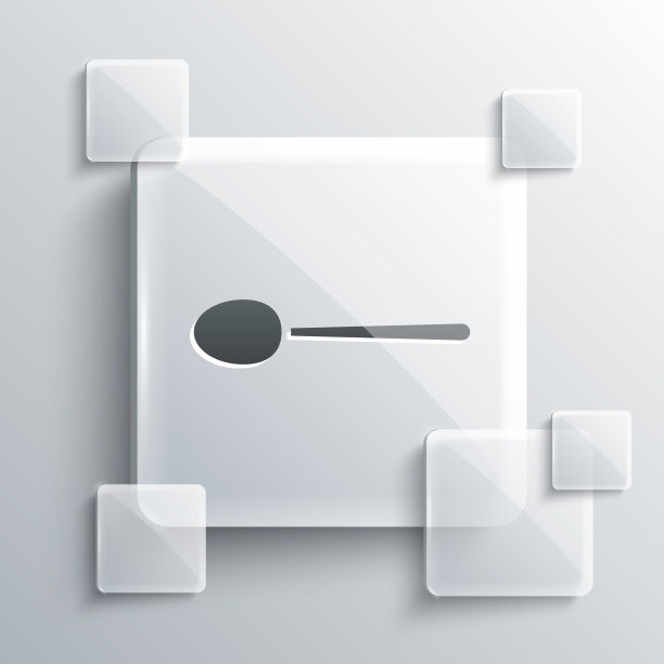 灰色勺子图标孤立在灰色背景图片下载