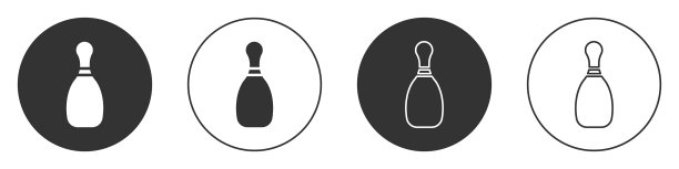 黑色保龄球瓶图标隔离在白色上图片下载