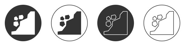 黑色滑坡图标孤立在白色背景图片下载