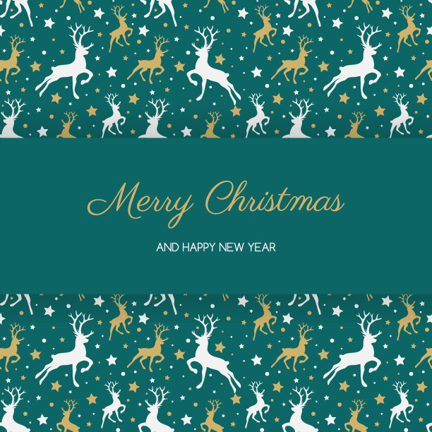 驯鹿剪影和祝福的圣诞卡片。向量图片下载