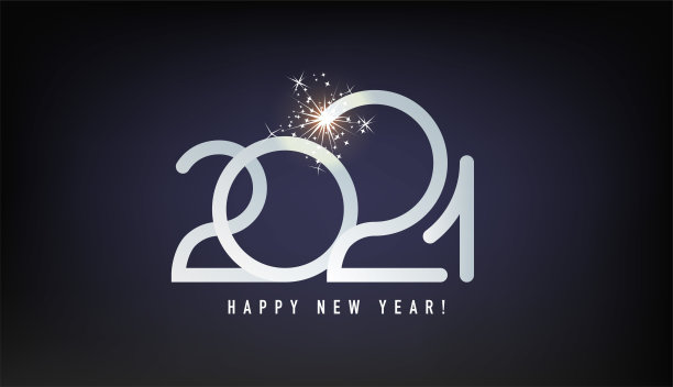 2021年快乐新年插图与烟花蓝色背景。矢量假期设计高级贺卡，派对邀请。图片下载