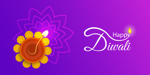 快乐的排灯节问候布局与传统的灯盏。美丽的背景与印度装饰元素。图片下载