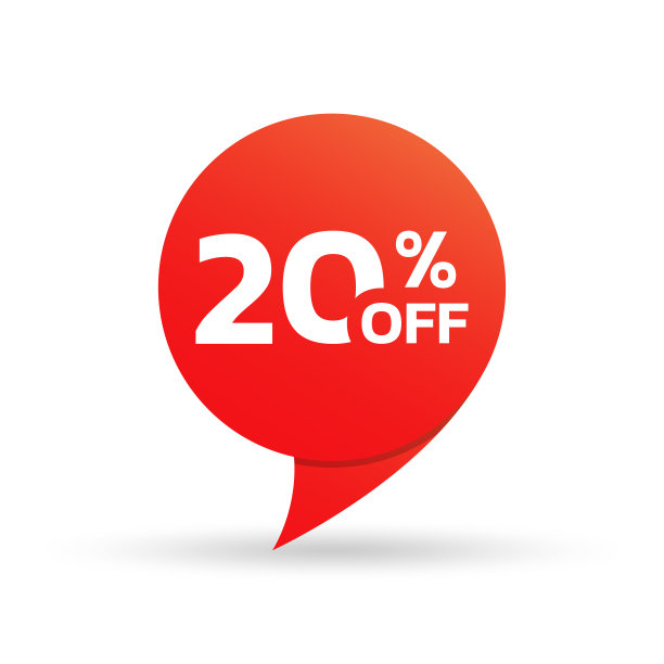 8折销售标签或贴纸。折扣价格标签，徽章为促销横幅设计。矢量插图。图片下载