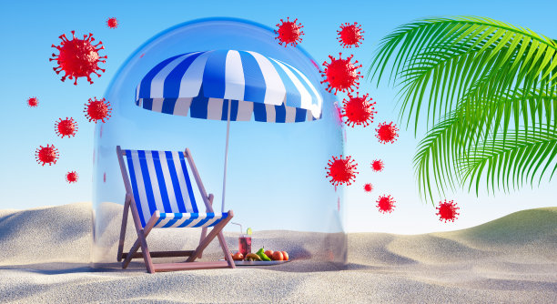 海滩上的冠状病毒图片下载