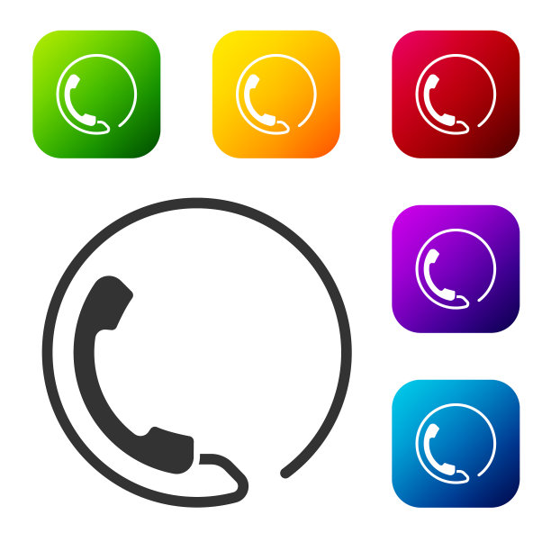 黑色电话24小时支持图标隔离上图片下载