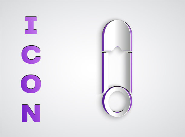 剪纸经典闭合钢安全别针图标图片下载