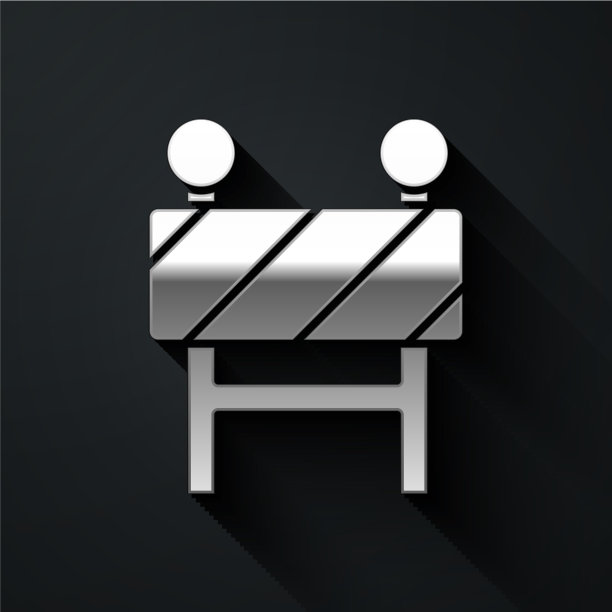 银色路障图标孤立在黑色上图片下载