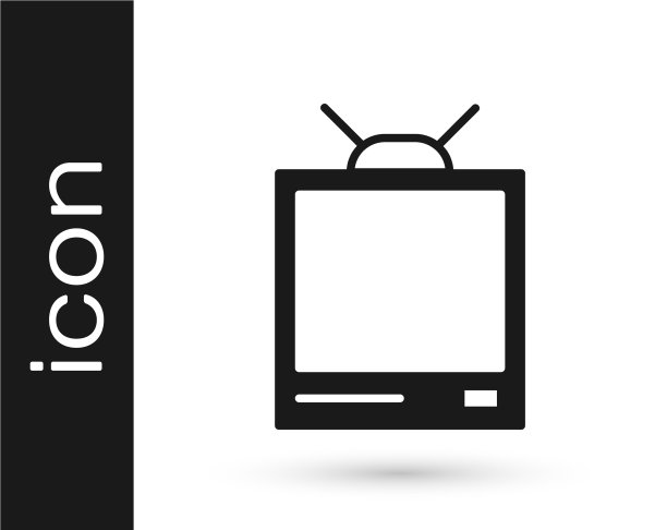 灰色复古电视图标孤立在白色背景图片下载