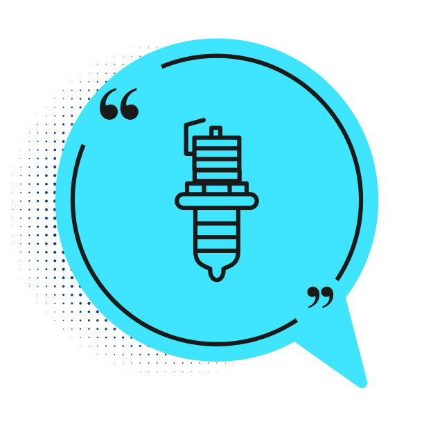 黑色线汽车火花塞图标隔离在白色图片下载