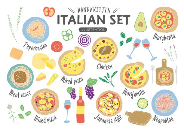 一套手绘的意大利食物图片下载