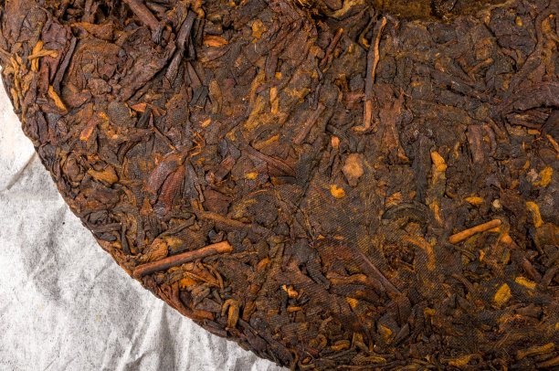 中国压普洱茶的包装纸，特写，宏观图片下载