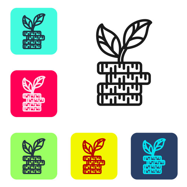 黑色线美元植物图标孤立在白色图片下载