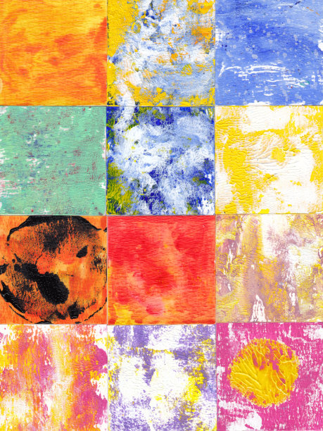 各种颜色的图形背景。在水彩纸上粘贴丙烯酸。图片下载