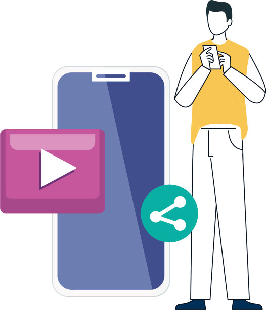 有社交媒体图标的男人和智能手机图片下载