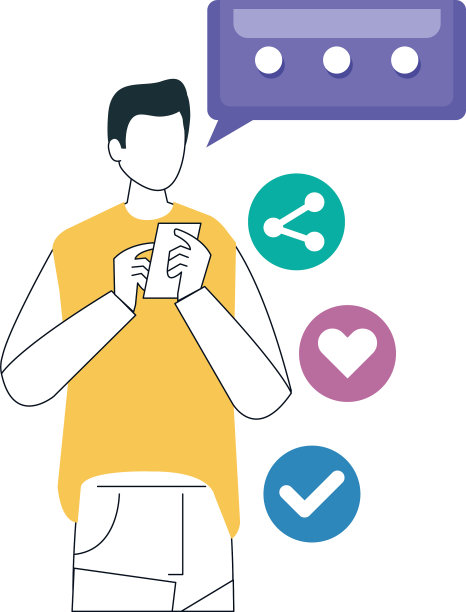 有社交媒体图标的男人和智能手机图片下载