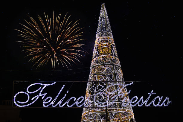 圣诞树和烟花图片下载