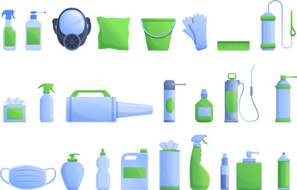 消毒图标设置卡通风格图片下载